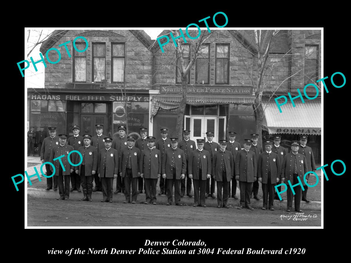 OLD LARGE HISTORIC PHOTO OF DENVER COLORADO, NORTH DENVER POLICE STATION c1920