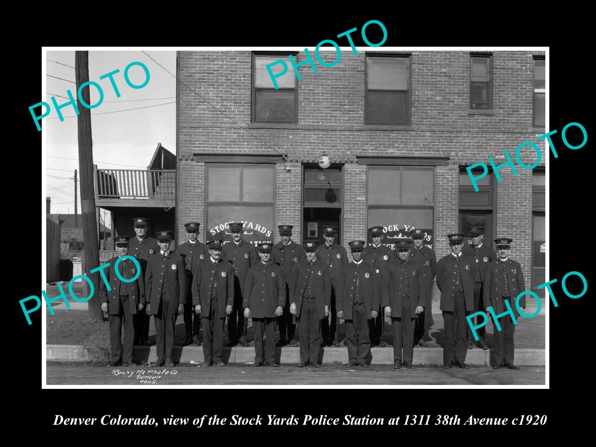 OLD LARGE HISTORIC PHOTO OF DENVER COLORADO, STOCK YARDS POLICE STATION c1920