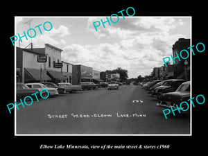 OLD LARGE HISTORIC PHOTO OF ELBOW LAKE MINNESOTA, THE MAIN STREET & STORES c1960