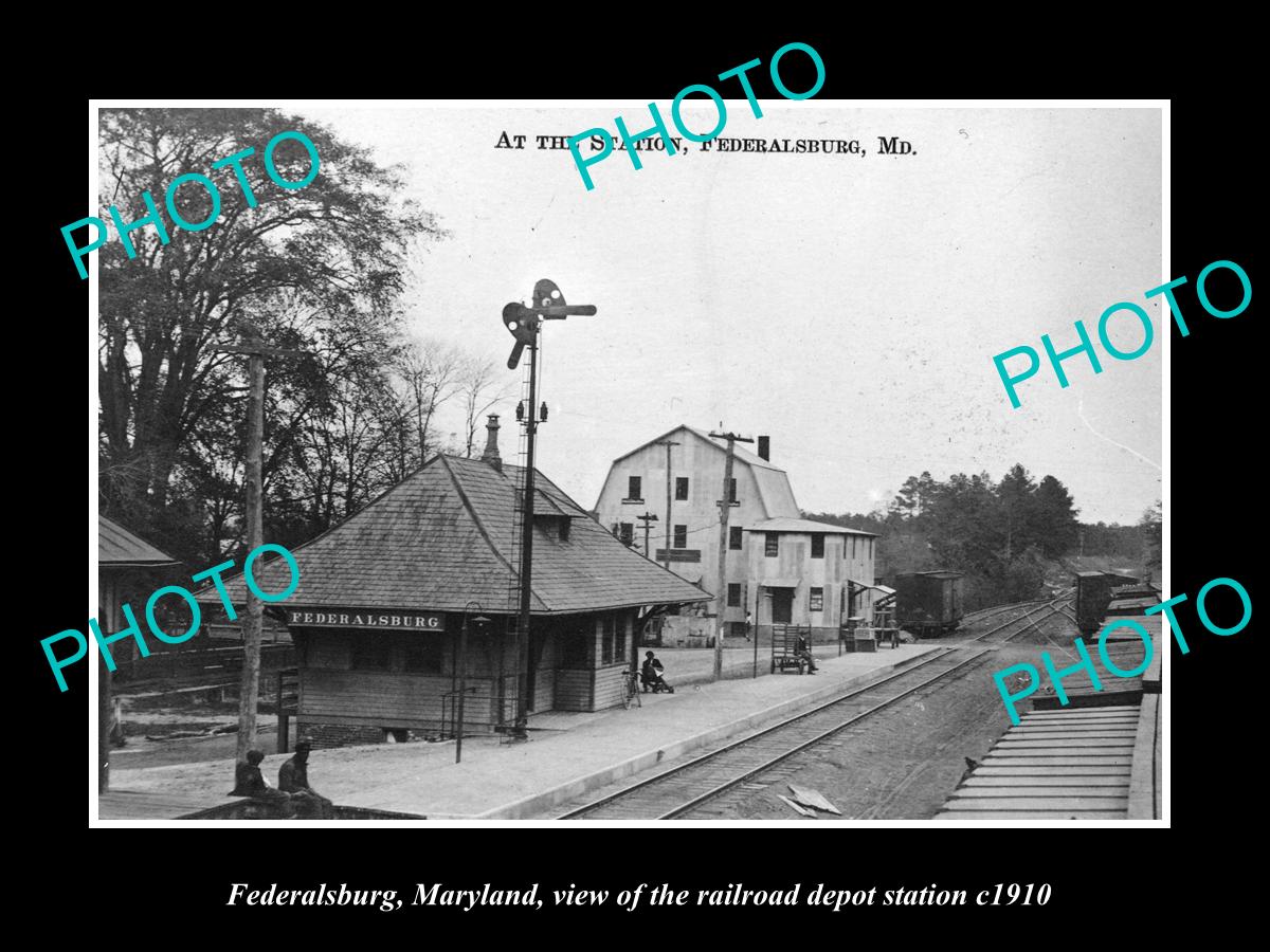 OLD LARGE HISTORIC PHOTO OF FEDERALSBURG MARYLAND, THE RAILROAD STATION c1910