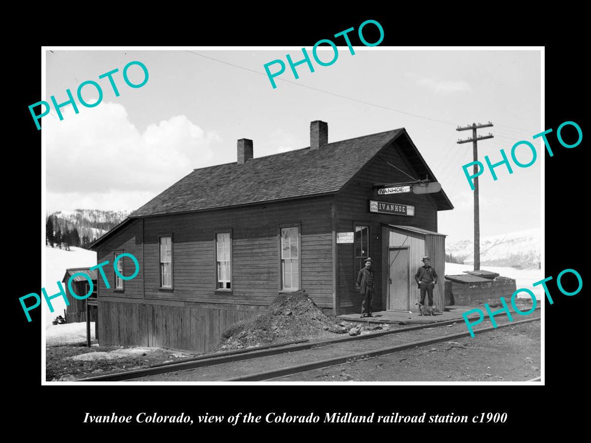 OLD LARGE HISTORIC PHOTO OF IVANHOE COLORADO, THE RAILROAD DEPOT STATION c1900