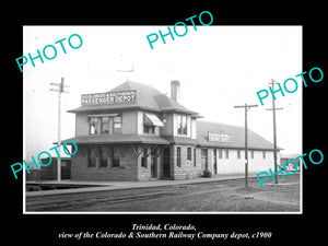 OLD LARGE HISTORIC PHOTO OF TRINIDAD COLORADO, THE C&S RAILROAD DEPOT c1900