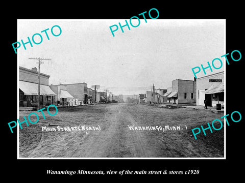 OLD LARGE HISTORIC PHOTO OF WANAMINGO MINNESOTA, THE MAIN STREET & STORES c1920