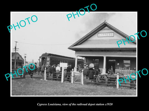 OLD LARGE HISTORIC PHOTO OF CYPRESS LOUISIANA, THE RAILROAD DEPOT STATION c1920