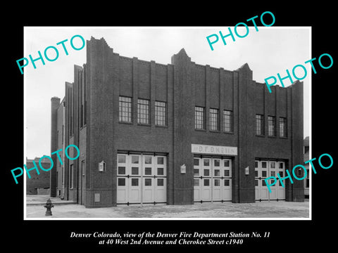 OLD LARGE HISTORIC PHOTO OF DENVER COLORADO, THE No 11 FIRE DEPT STATION c1940