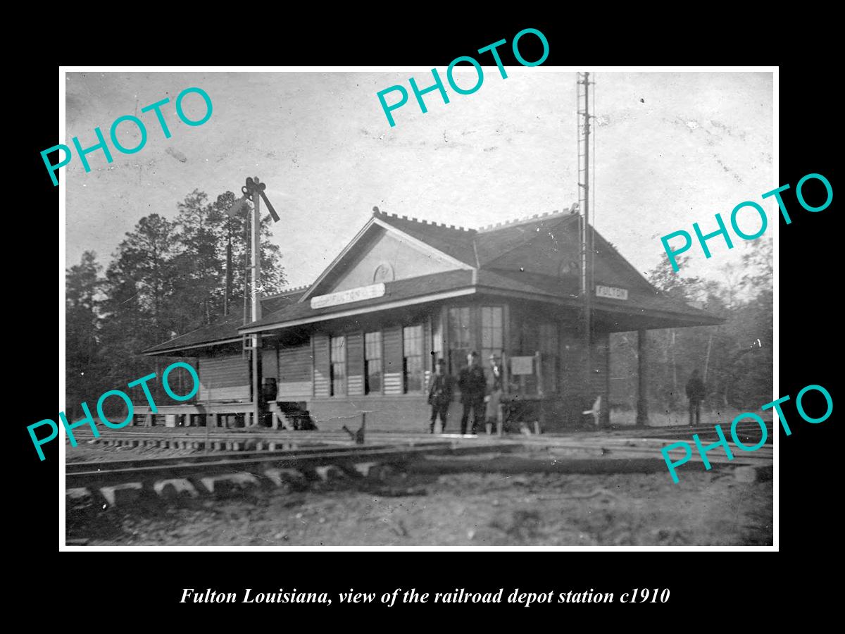 OLD LARGE HISTORIC PHOTO OF FULTON LOUISIANA, THE RAILROAD DEPOT STATION c1910