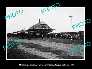 OLD LARGE HISTORIC PHOTO OF MONROE LOUISIANA, THE RAILROAD DEPOT STATION c1900