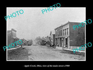 OLD LARGE HISTORIC PHOTO APPLE CREEK OHIO, VIEW OF THE MAIN STREET c1900