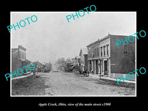 OLD LARGE HISTORIC PHOTO APPLE CREEK OHIO, VIEW OF THE MAIN STREET c1900