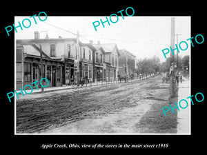 OLD LARGE HISTORIC PHOTO APPLE CREEK OHIO, VIEW OF THE MAIN STREET c1910