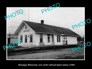 OLD LARGE HISTORIC PHOTO OF MENAHGA MINNESOTA, THE RAILROAD STATION c1960