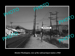 OLD LARGE HISTORIC PHOTO OF MONITOR WASHINGTON, THE RAILROAD STATION c1960