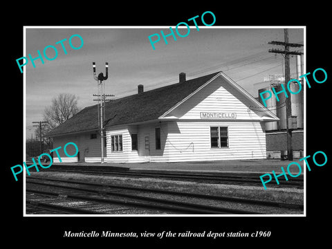 OLD LARGE HISTORIC PHOTO OF MONTICELLO MINNESOTA, THE RAILROAD STATION c1960