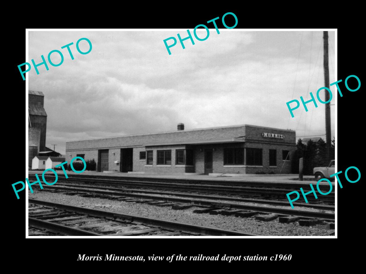 OLD LARGE HISTORIC PHOTO OF MORRIS MINNESOTA, THE RAILROAD STATION c1960