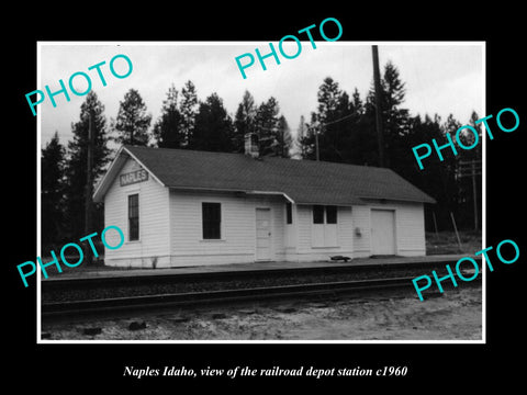 OLD LARGE HISTORIC PHOTO OF NAPLES IDAHO, THE RAILROAD DEPOT STATION c1960