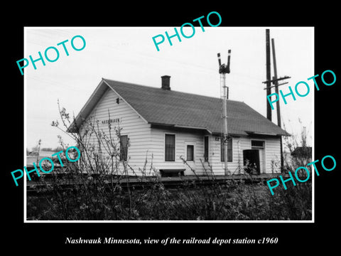 OLD LARGE HISTORIC PHOTO OF NASHWAUK MINNESOTA, THE RAILROAD STATION c1960