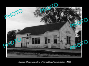 OLD LARGE HISTORIC PHOTO OF NASSAU MINNESOTA, THE RAILROAD STATION c1960