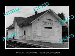 OLD LARGE HISTORIC PHOTO OF NELSON MINNESOTA, THE RAILROAD STATION c1960