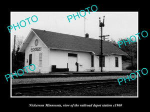 OLD LARGE HISTORIC PHOTO OF NICKERSON MINNESOTA, THE RAILROAD STATION c1960