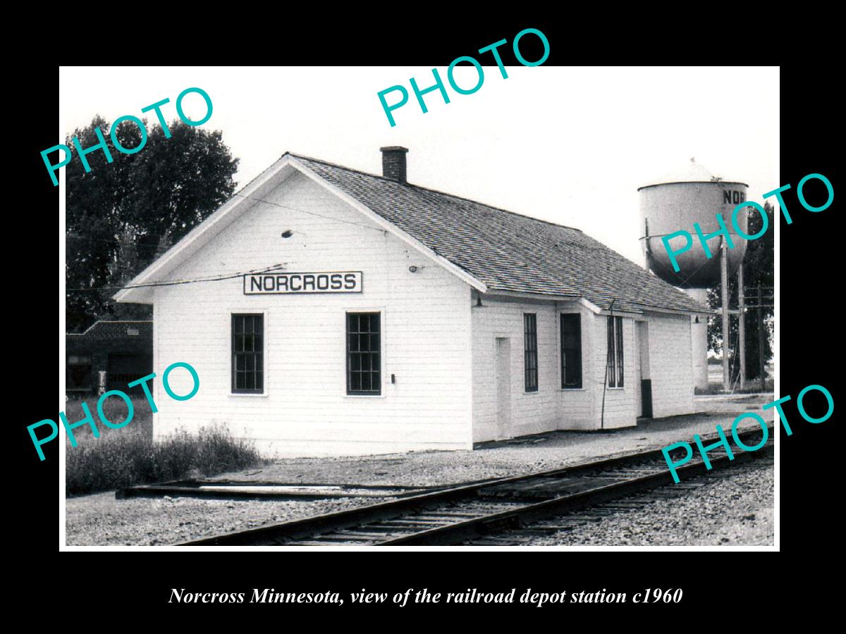 OLD LARGE HISTORIC PHOTO OF NORCROSS MINNESOTA, THE RAILROAD STATION c1960