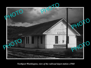 OLD LARGE HISTORIC PHOTO OF NORTHPORT WASHINGTON, THE RAILROAD STATION c1960