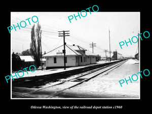 OLD LARGE HISTORIC PHOTO OF ODESSA WASHINGTON, THE RAILROAD STATION c1960