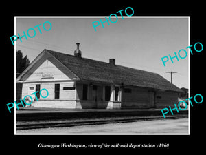 OLD LARGE HISTORIC PHOTO OF OKANOGAN WASHINGTON, THE RAILROAD STATION c1960