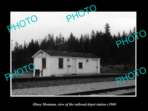 OLD LARGE HISTORIC PHOTO OF OLNEY MONTANA, THE RAILROAD STATION c1960