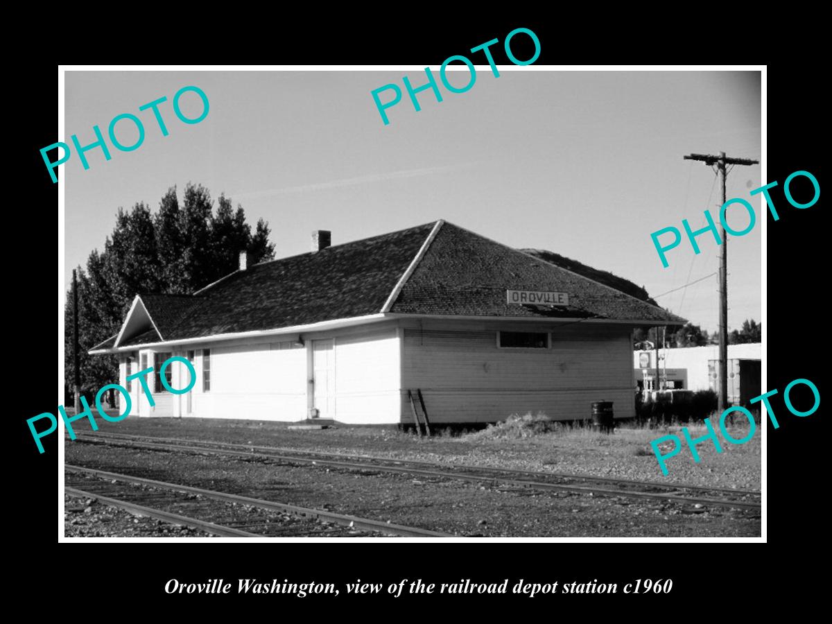 OLD LARGE HISTORIC PHOTO OF OROVILLE WASHINGTON, THE RAILROAD STATION c1960