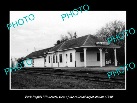 OLD LARGE HISTORIC PHOTO OF PARK RAPIDS MINNESOTA, THE RAILROAD STATION c1960