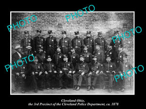 OLD LARGE HISTORIC PHOTO CLEVELAND OHIO, THE 3rd PRECINCT POLICE SQUAD c1878