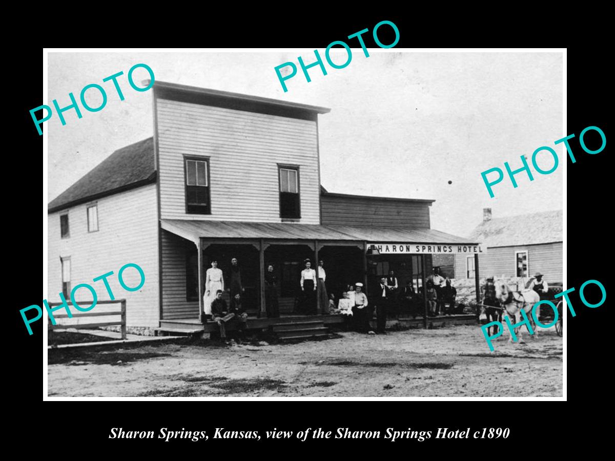 OLD LARGE HISTORIC PHOTO OF SHARON SPRINGS KANSAS, THE SHARON SPRINGS HOTEL 1890