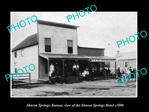 OLD LARGE HISTORIC PHOTO OF SHARON SPRINGS KANSAS, THE SHARON SPRINGS HOTEL 1890