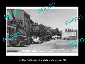 OLD LARGE HISTORIC PHOTO COLFAX CALIFORNIA, VIEW OF THE MAIN STREET STORES c1936