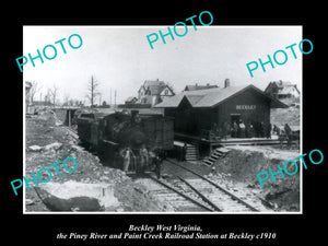 OLD LARGE HISTORIC PHOTO OF BECKLEY WEST VIRGINIA, PR&PC RAILROAD STATION c1910