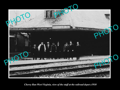 OLD LARGE HISTORIC PHOTO OF CHERRY RUN WEST VIRGINIA, THE RAILROAD STATION c1910