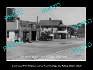 OLD LARGE HISTORIC PHOTO OF KINGSWOOD WEST VIRGINIA, GARAGE & GAS STATION c1930