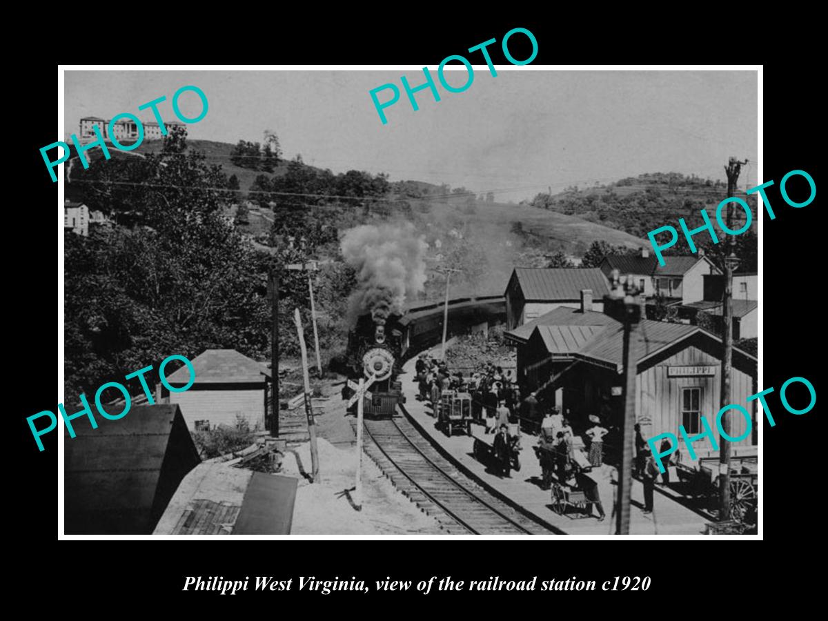 OLD LARGE HISTORIC PHOTO OF PHILIPPI WEST VIRGINIA, THE RAILROAD DEPOT c1920