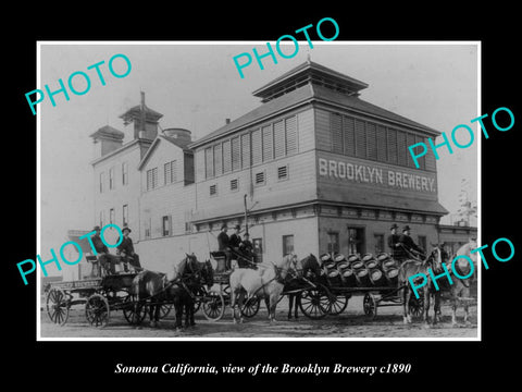 OLD LARGE HISTORIC PHOTO OF SONOMA CALIFORNIA, THE BROOKLYN BREWERY PLANT c1890