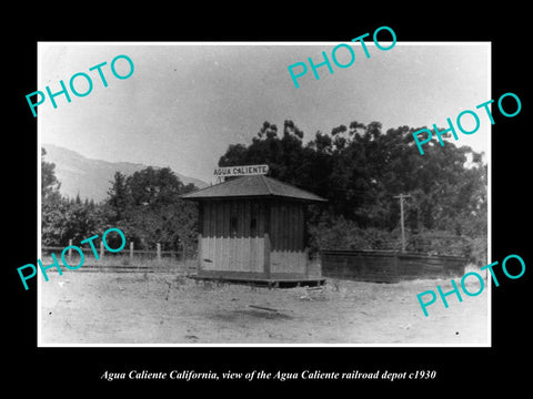 OLD LARGE HISTORIC PHOTO OF AGUA CALIENTA CALIFORNIA, THE RAILROAD STATION c1930