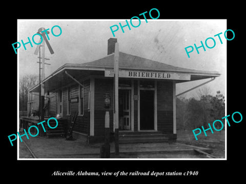 OLD LARGE HISTORIC PHOTO OF BRIERFIELD ALABAMA, THE RAILROAD DEPOT STATION c1940