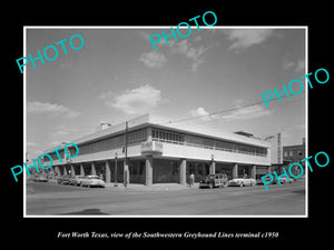 OLD LARGE HISTORIC PHOTO OF FORT WORTH TEXAS, THE GREYHOUND BUS DEPOT c1950