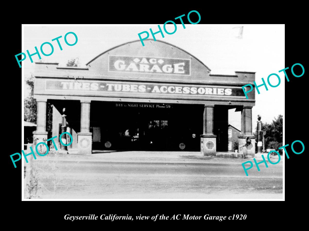 OLD LARGE HISTORIC PHOTO OF GEYSERVILLE CALIFORNIA, THE AC MOTOR GARAGE c1920