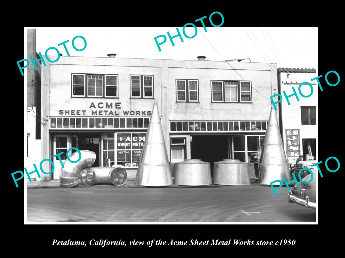 OLD LARGE HISTORIC PHOTO OF PETALUMA CALIFORNIA, THE AMCE SHEET METAL STORE 1950