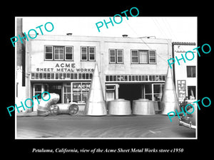 OLD LARGE HISTORIC PHOTO OF PETALUMA CALIFORNIA, THE AMCE SHEET METAL STORE 1950