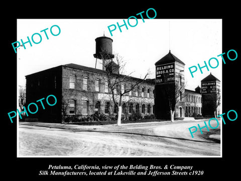 OLD LARGE HISTORIC PHOTO OF PETALUMA CALIFORNIA, THE BELDING BROS FACTORY c1920