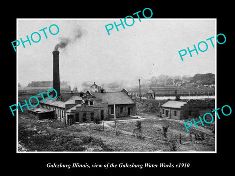 OLD LARGE HISTORIC PHOTO GALESBURG ILLINOIS, VIEW OF THE WATER WORKS c1910