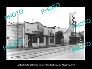 OLD LARGE HISTORIC PHOTO OF SEBASTOPOL CALIFORNIA, THE ANALY MOVIE THEATER c1960