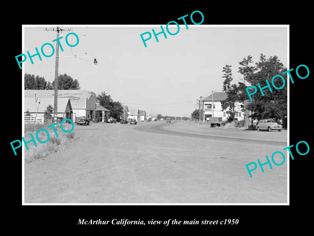 OLD LARGE HISTORIC PHOTO McARTHUR CALIFORNIA, VIEW OF THE MAIN STREET c1950