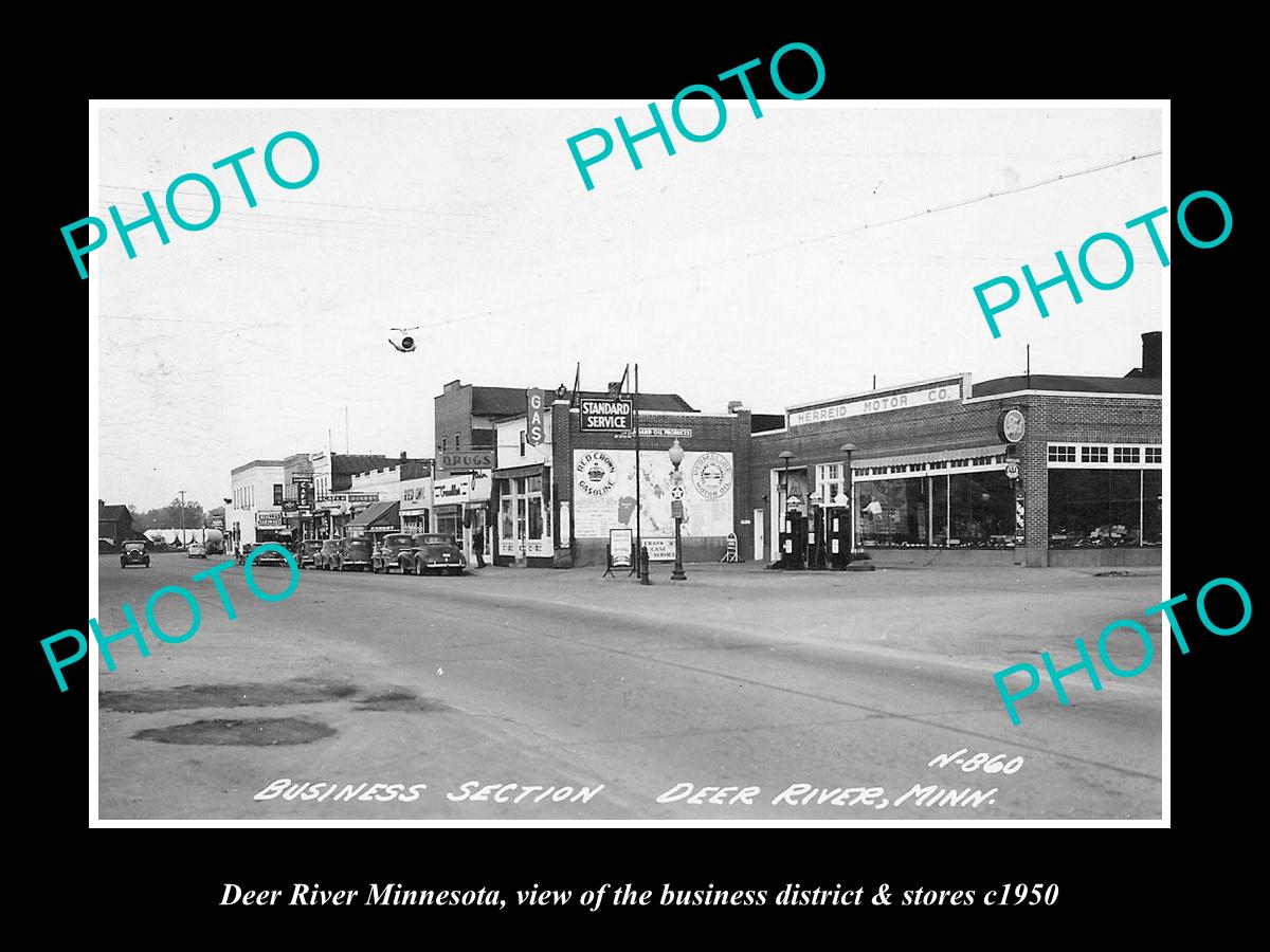 OLD LARGE HISTORIC PHOTO OF DEER RIVER MINNESOTA, THE MAIN STREET & STORES c1950